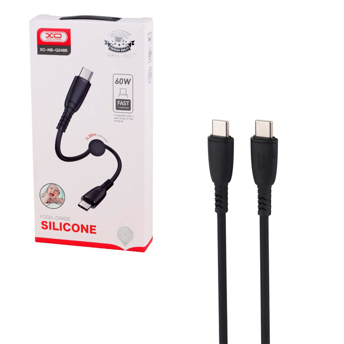 کابل دو سر تایپ سی پاوربانکی فست شارژ 60 وات ایکس او مدل XO-NB-Q248B