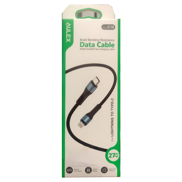 کابل شارژر سریع تایپ سی به لایتینگ 27w  برند Aulex مدل C10