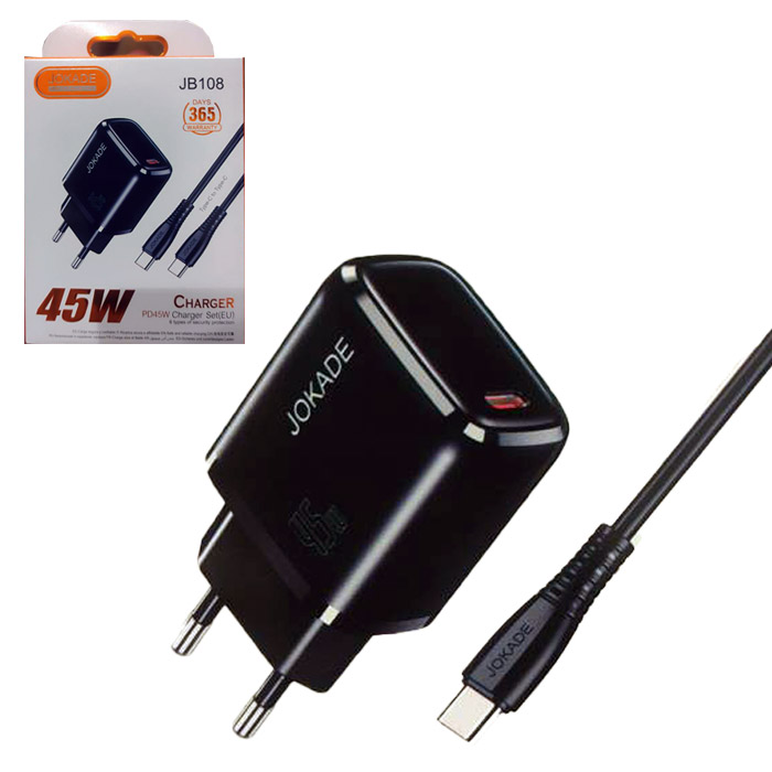 شارژر دیواری 45 وات دو سر تایپ سی Jokade مدل JB108