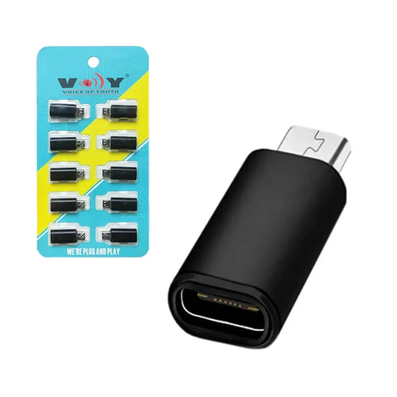 مبدل تایپ سی به میکرو مدل VOY پک 10 عددی