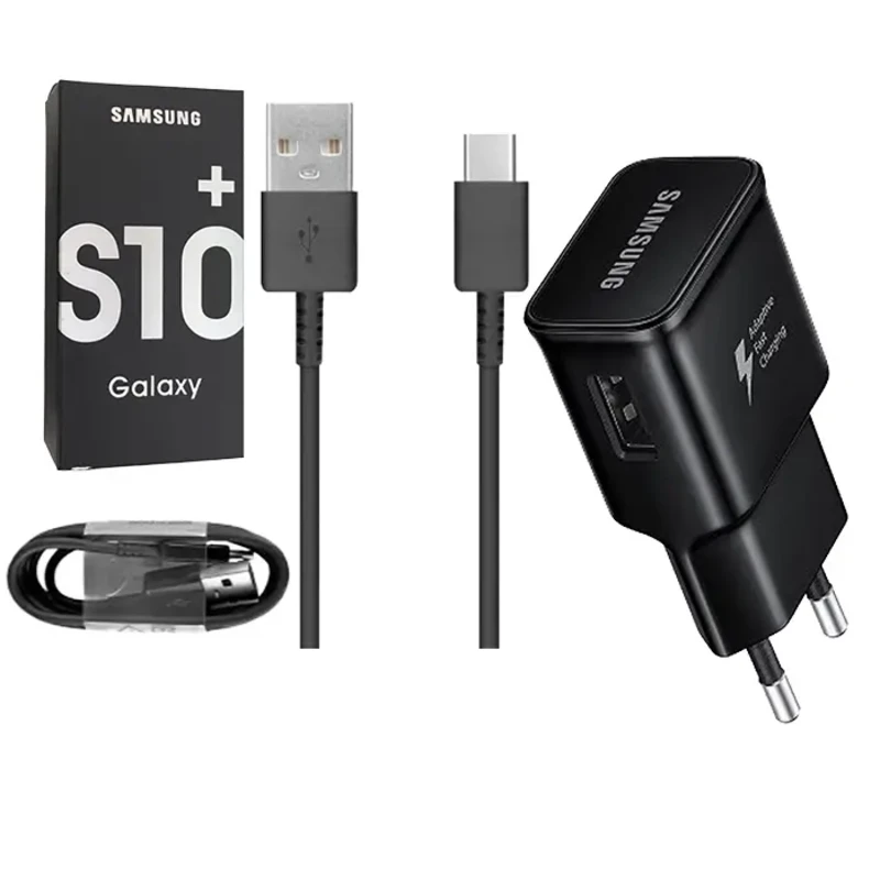 شارژر دیواری فست شارژ سامسونگ مدل S10 همراه با کابل