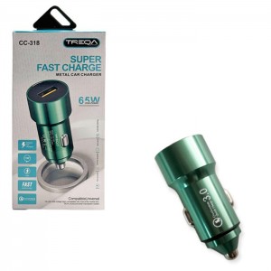 شارژر فندکی سوپر فست شارژ TREQA مدل CC-318 توان 65 وات