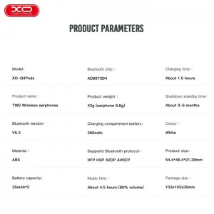 هندزفری بلوتوثی ایکس او مدل xo-T4pods