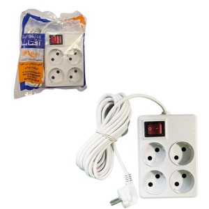 چند راهی برق آفتاب مدل 4 خانه سیم دار 3 متری