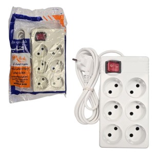 چند راهی برق آفتاب مدل 6 خانه سیم دار 1.5 متری