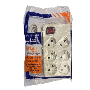 چند راهی برق آفتاب مدل 6 خانه سیم دار 1.5 متری