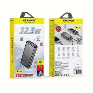 پاوربانک AWEI مدل P13K ظرفیت 20000 میلی آمپر ساعت 22.5 وات
