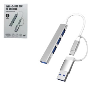 هاب فلزی 4 پورت Type-C به USB