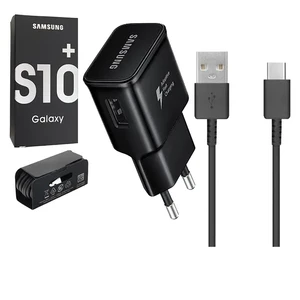 شارژر دیواری اصلی فست شارژ سامسونگ مدل S10 همراه با کابل تایپ سی