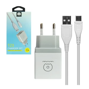 شارژر دیواری فست شارژ دبلیو یو دبلیو مدل T23 همراه با کابل تایپ سی