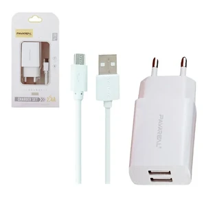 شارژر دیواری فست شارژ پاواریال مدل C59 همراه با کابل تایپ سی