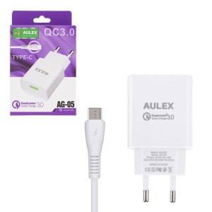 شارژر با کابل تایپ سی برند Aulex مدل AG05
