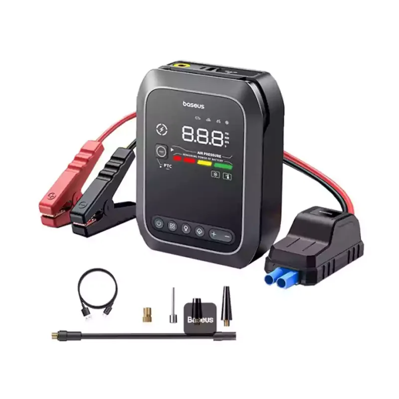 جامپ استارتر، پمپ باد، پاوربانک و چراغ قوه 1200 آمپر خودرو بیسوس C00245903111-00 BS-CH014