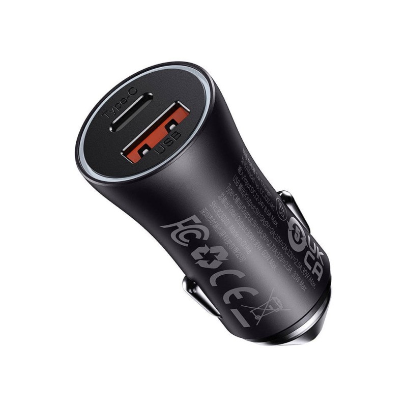 شارژر فندکی 60 واتی 2 پورت فست شارژ بیسوس مدل CGJM000113