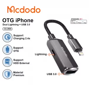 تبدیل لایتنینگ به USB-A + لایتنینگ مک دودو مدل MCDODO CA-2690