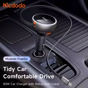 شارژر فندکی 3 پورت 80 وات با کابل متصل تایپ سی مک دودو مدل MCDODO CC-4850