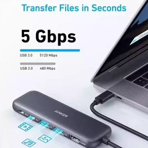 مشخصات هاب شارژر ۵ در ۱ انکر مدل Anker 332 5-in-1 USB-C Hub-A8355H11