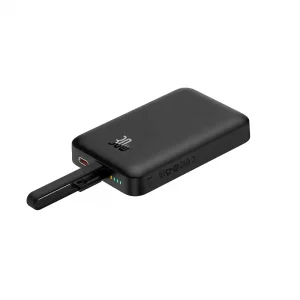 پاوربانک وایرلس مگنتیک توان 30 وات ظرفیت 10000 میلی آمپر باسئوس مدل Magnetic Mini Wireless P1002210B + کابل تایپ سی