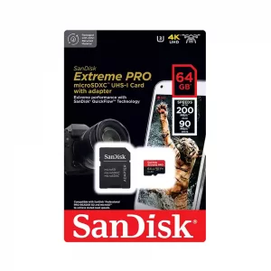 خرید کارت حافظه سن‌دیسک مدل Sandisk 64GB Extreme PRO UHS-I U3 microSDXC Card 200MB/s