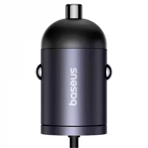 قیمت شارژر فندکی بیسوس Baseus Tiny Star Mini Car Charger C00035001121-00 توان 30 وات همراه با کابل متصل تایپ سی