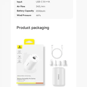 پمپ باد قابل حمل بیسوس همراه با تجهیزات سفر