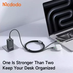 خرید کابل شارژ سریع 100وات تایپ سی به 2 پورت تایپ سی مک دودو مدل MCDODO CA-6740 طول 1.5 متر