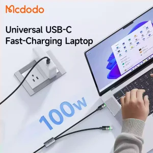 مشخصات کابل شارژ 100وات تایپ سی به 2 پورت تایپ سی مک دودو مدل MCDODO CA-6740 طول 1.5 متر