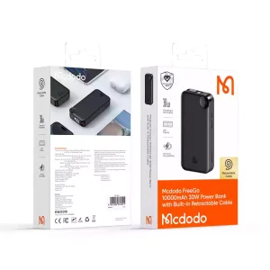 پاوربانک 30 وات ظرفیت 10000 مک دودو مدل MCDODO MC-3870،کابل تایپ سی