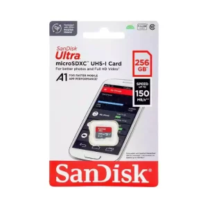 مشخصات کارت حافظه MicroSDXC سن دیسک مدل SanDisk Ultra UHS-I U1 A1 C10 ظرفیت 256 گیگ