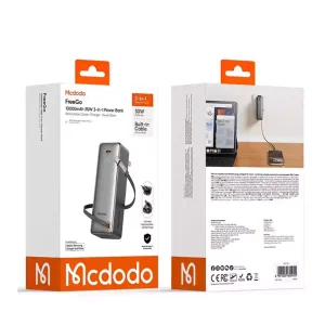 خرید پاوربانک و آداپتور شارژ دیواری 30وات ظرفیت 10000 مک دودو مدل Mcdodo MC-3181 بهمراه کابل جمع شونده تایپ سی
