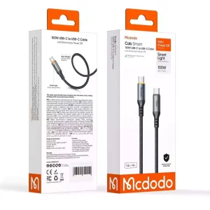 کابل شارژ سریع هوشمند تایپ سی به تایپ سی 100 وات قطع کن اتومات مک دودو مدل MCDODO CA-2040 طول 1.2متر