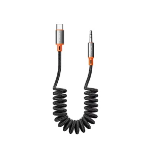 کابل فنری تبدیل USB-C به جک 3.5 میلی‌متری AUX مک دودو مدل CA-0900
