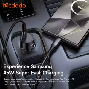 مشخصات شارژر فندکی 45 وات مک دودو MCDODO CC-5340 با SFC 2.0