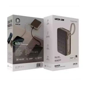 پاوربانک گرین لاین Baker 10000 میلی‌آمپر ساعت با شارژ سریع PD 20W و شارژ بی‌سیم 15 وات