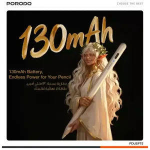 قلم لمسی هوشمند Porodo Universal Smart Pencil PDUSPTS با نوک 1.5 میلی‌متر و شارژ USB-C