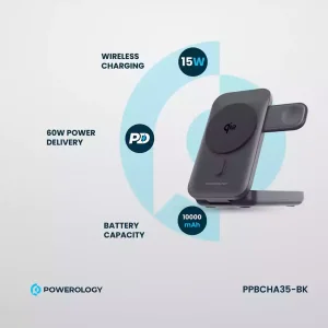 پاوربانک Powerology PPBCHA35-BK ظرفیت 10000mAh با شارژ Qi2