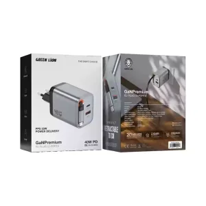 شارژر دیواری گرین لاین Green Lion GaN Premium 40W مدل GNGAN40WEUGY