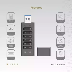 فلش مموری رمزدار لولو Levelo LockVault Digital ظرفیت 128 گیگابایت