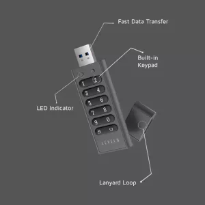 فلش مموری رمزدار لولو Levelo LockVault Digital ظرفیت 128 گیگابایت