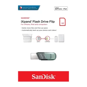 فلش مموری لایتنینگ سن دیسک مدل SanDisk iXpand Flip ظرفیت 128 گیگابایت