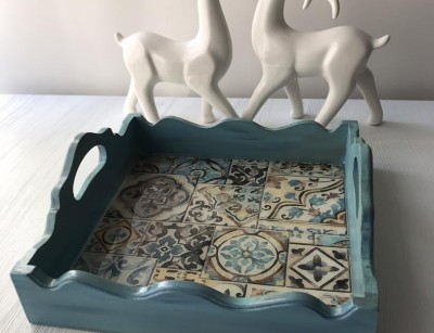 سینی دکوپاژ مربع 20*20 کد50