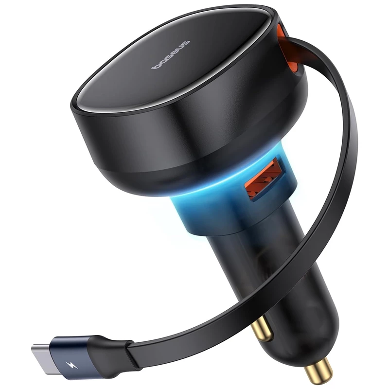 شارژر فندکی فست شارژ ماشین USB و تایپ‌سی 60 وات بیسوس CCTXP-UC C00057800111-00