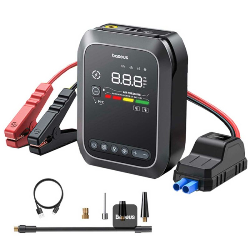 جامپ استارتر، پمپ باد، پاوربانک و چراغ قوه 1200 آمپر خودرو بیسوس C00245903111-00 BS-CH014