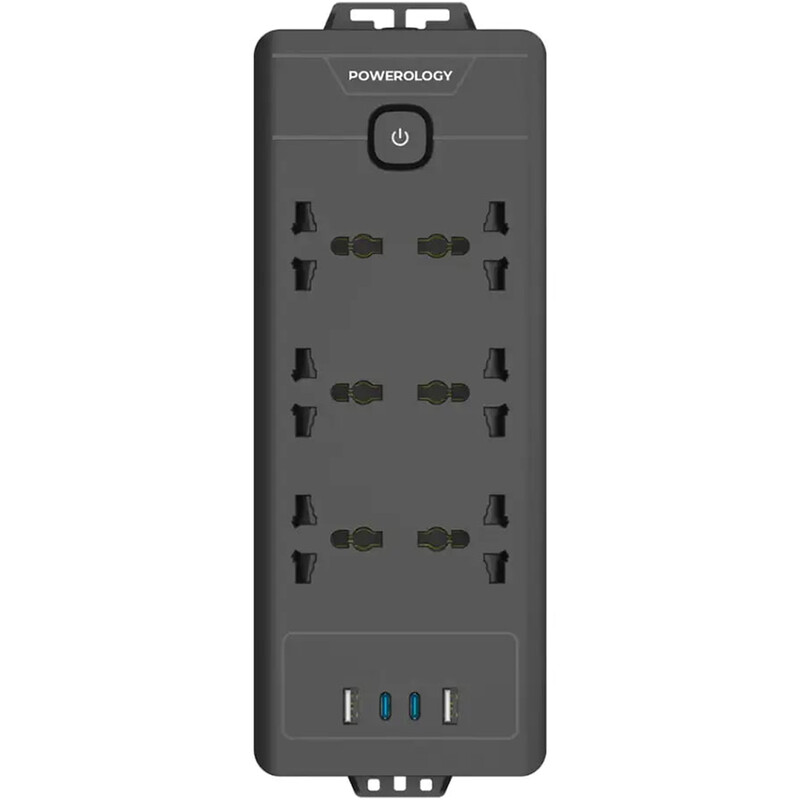 چند راهی و محافظ برق 2500 وات 6 سوکت، 2*USB و 2*تایپ‌سی پاورولوژی PWCUQC034