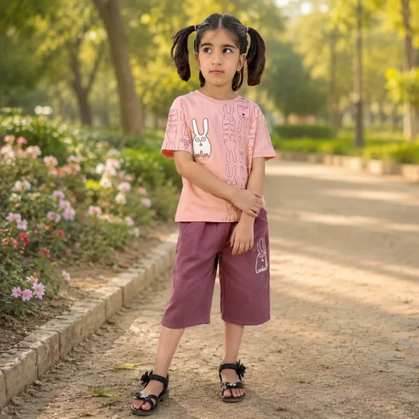 ست تیشرت و شلوارک دخترانه مدل آتنا کد002،رنگبندی مطابق تصویر