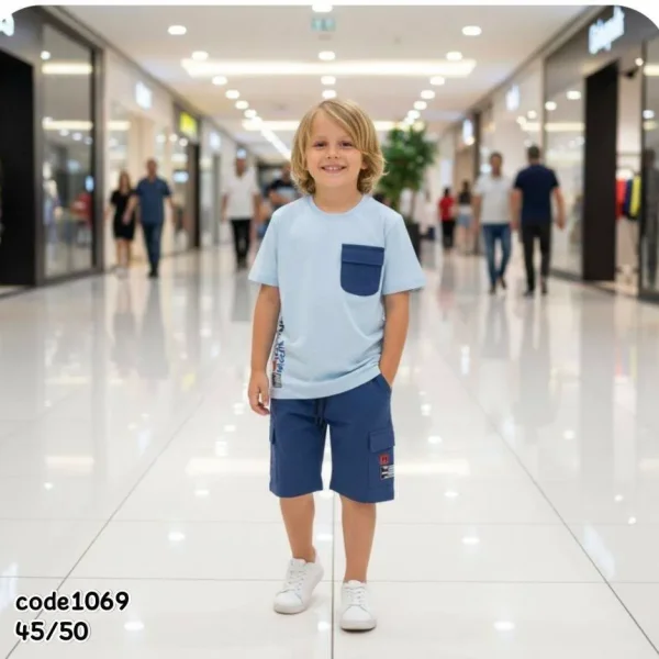 ست تیشرت وشلوارک پسرانه مدل ماهان کد001، رنگبندی مطابق تصویر