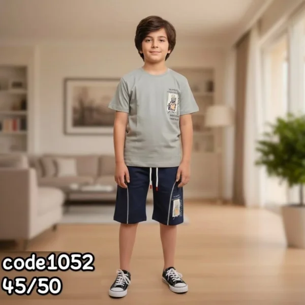 ست تیشرت و شلوارک پسرانه مدل طاها کد001، رنگبندی مطابق تصویر