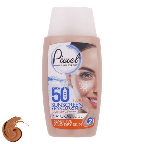 کرم ضد آفتاب پوست خشک و حساس SPF50 پیکسل رنگ بژ طبیعی