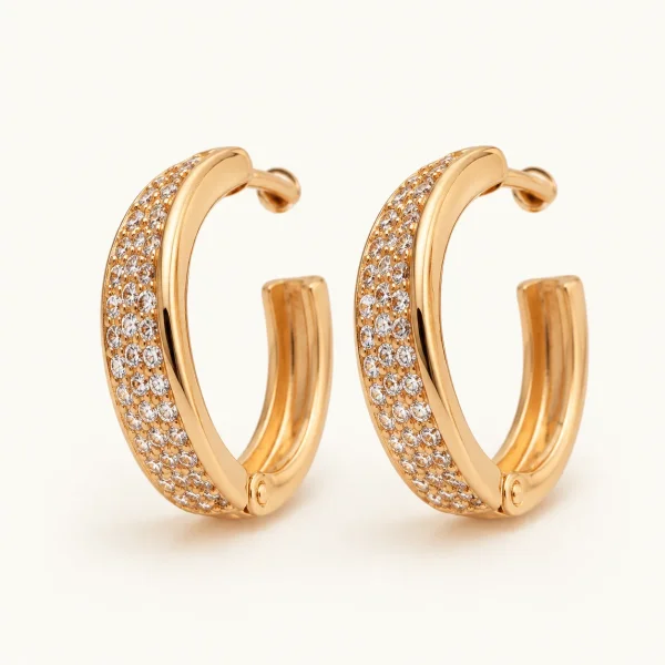 گوشواره زنانه ژوپینگ مدل حلقه ای نگین دار