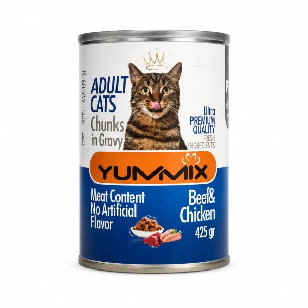 کنسرو گربه یامیکس  چانک مرغ و جگر 400 گرمی